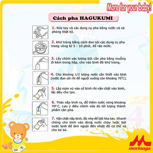 Cách pha sữa Morinaga Hagukumi 320g