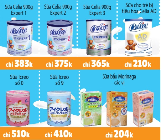 Khuyến mại sữa Morinaga, sữa Icreo, sữa Celia