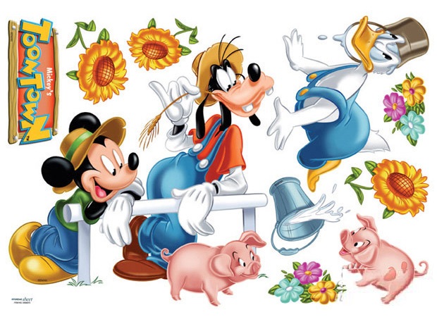 Tranh dán tường Hàn Quốc hình chú Mickey & chú vịt Donald DS58373
