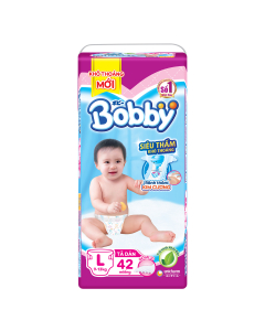 Bỉm - Tã dán Bobby size L 42 miếng (cho bé 9 - 13kg)