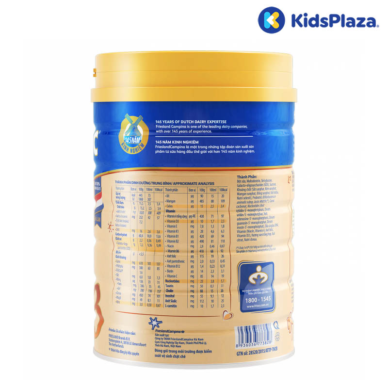 Sữa bột Frisolac Gold 3 900g cho bé 1-2 tuổi
