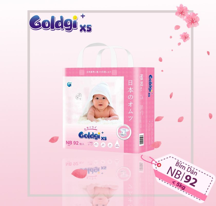Bỉm Goldgi Newborn 92 miếng dành cho bé dưới 5kg