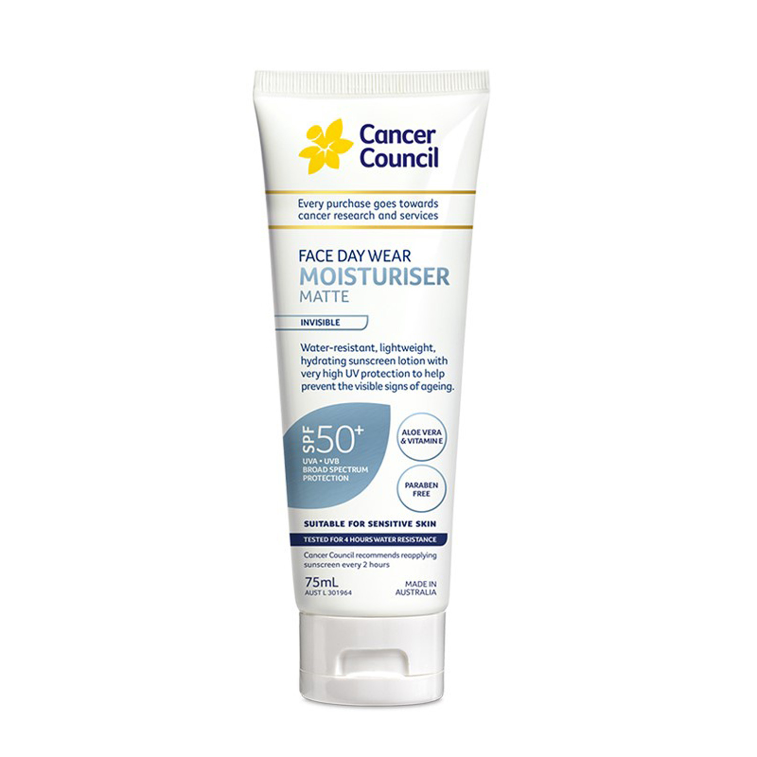 Kem chống nắng  Cancer Council Face Day Wear SPF50+/PA++++ (75ml)