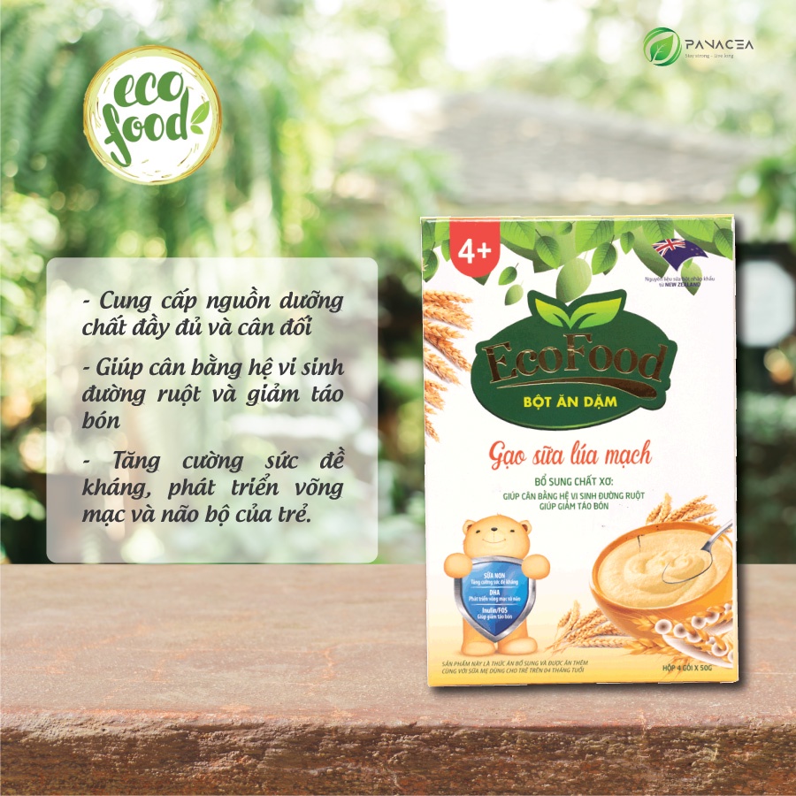Công dụng bột ăn dặm Ecofood vị gạo sữa lúc mạch (4x50g)