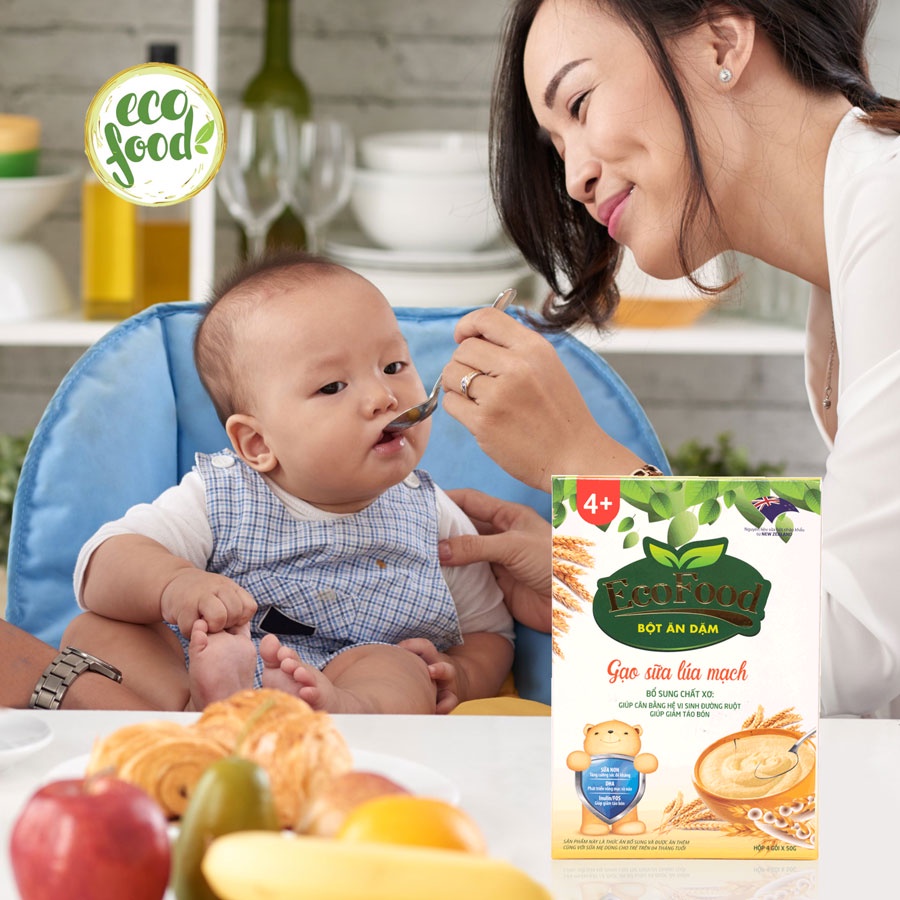 Bột ăn dặm Ecofood vị gạo sữa lúc mạch (4x50g) dành cho bé trên 4 tháng tuổi