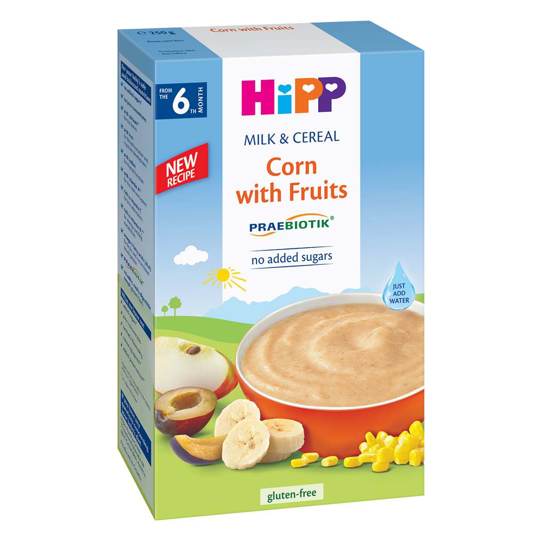 Bột ăn dặm HiPP hoa quả sữa bắp 250g