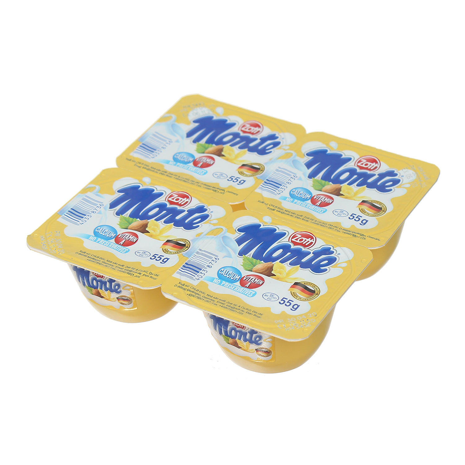 Váng sữa Monte Zott- Vanilla 4x55g cho bé trên 6 tháng tuổi
