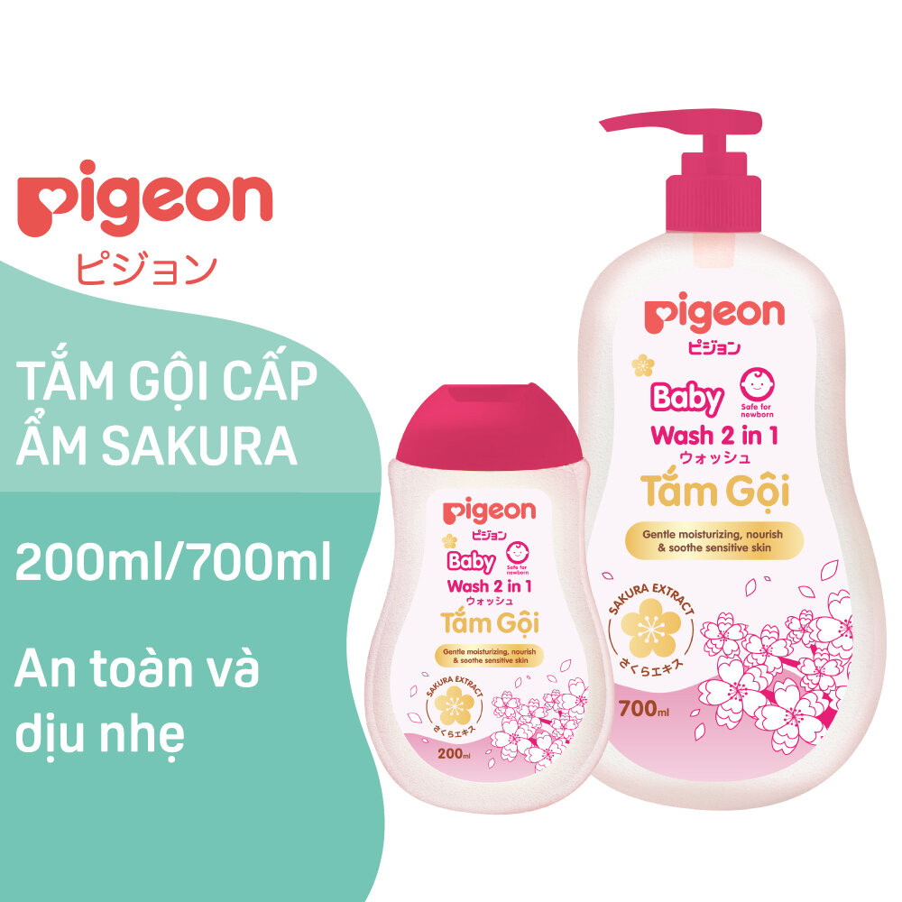 Tắm gội cho bé Sakura Pigeon 2in1 200ml có 2 loại