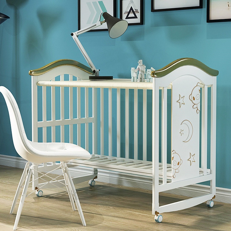 Set giường cũi gỗ cho bé MBVT''S 4in1 White Lux 7 set giuong cui go cho be kidsplaza 4in1 white lux 716b 6